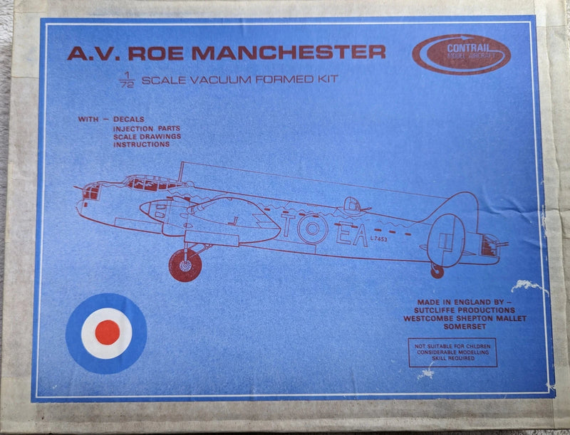 Avro Manchester Mk l Bomber 1/72 Scale Vacuform Plastic Model Kit Contrail