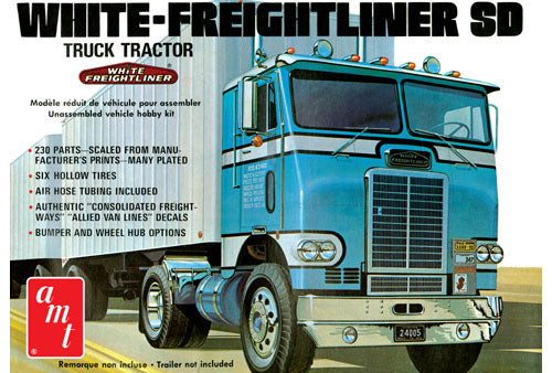 White Freightliner SD Tractor Plastic Model Truck Kit AMT1004