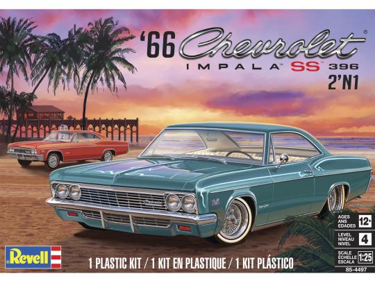 1966 Chevrolet Inpala 396 1/25 Scale Plastic Model Car Kit Revell 85-4497