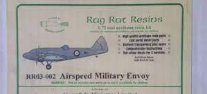 Airspeed Envoy Military Trainer  1/72 Scale Resin Model Kit Rug Rat Resins RR03-002