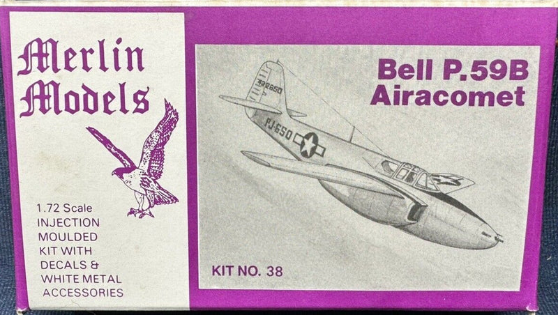 Bell P-59B Aircomet Fighter 1/72 Scale Plastic Model Kit Merlin Models 38