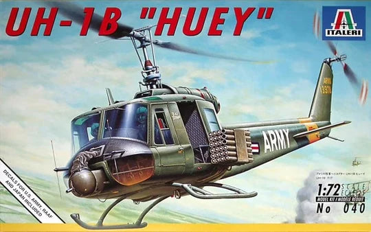 Bell UH-1B Huey Gunshio Helicopter 1/72 Scale Plastic Model Kit Italeri 040