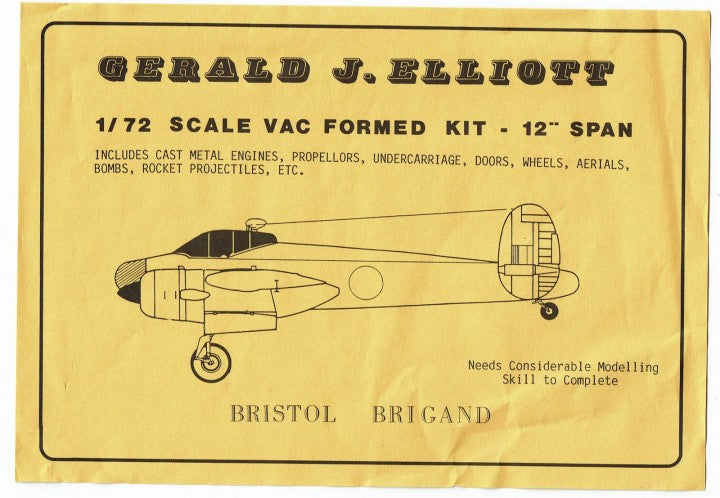 Bristol Br4igand B1 1/72 Scale Plastic Vacuform Model Kit Gerald J Elliot