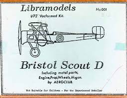 Bristol Scout D Fighter 1/72 Scale  Vacuform Plastic Model Kit Libramodels 001