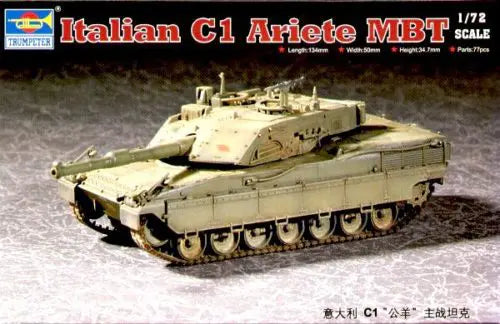 C1 Ariete Italian MBT 1/72 Scale Plastic Armoured Vehicle Model Kit Trumpeter 07250