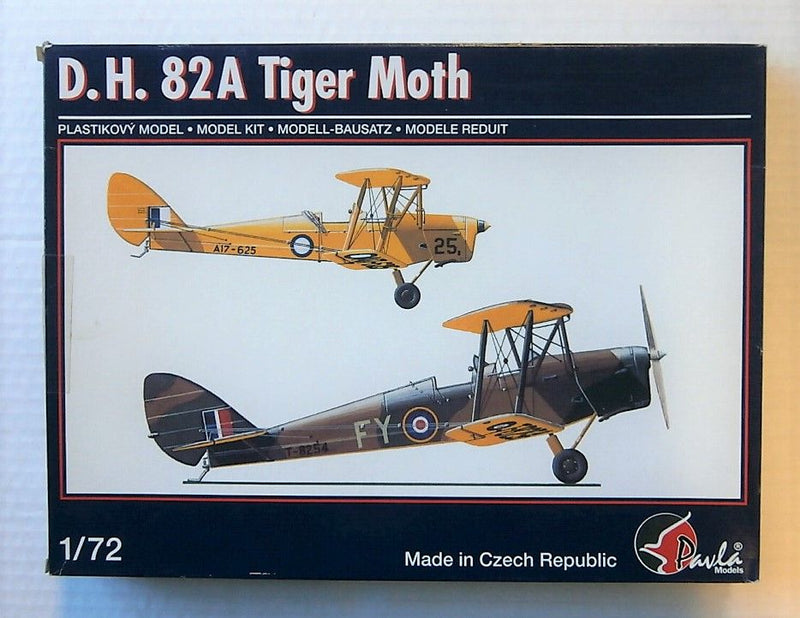 De Havilland DH 82A Tiger Moth trainer 1/72 Scale Plastic model Kit Pavla 72051