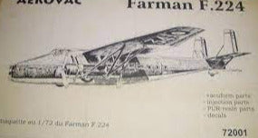 Farman F-224 Transport 1/72 Scale Plastic Model Kit Aerovac 72001