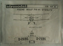 Focke Wulf FW-44 Stieglitz Trainer 1/72 Scale Vacuform Plastic Model Kit Airmodel 9