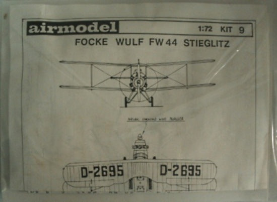 Focke Wulf FW-44 Stieglitz Trainer 1/72 Scale Vacuform Plastic Model Kit Airmodel 9