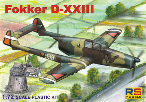 Fokker D.XXlll Fighter 1/72 Scale Plastic Model Kit RS Models 92053