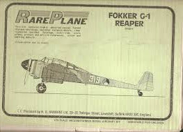 Fokker G-1 Reaper Bomber 1/72 Scale Plastic Vacuform Model Kit Rareplanes RP4011