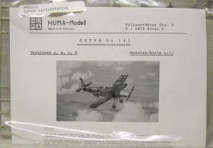 Gotha GO-145 Trainer 1/72 Scale Plastic Model Kit Huma Models