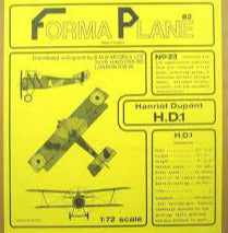 Hanriot Dupont HD.1 Fighter 1/72 Scale  Vacuform Plastic Model Kit Formaplane 23