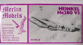 Heinkel He-280 V3 Fighter 1/72 Scale Plastic Model Kit Merlin 24