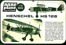 Henschel Hs126 Fighter 1/72 Scale Plastic Vacuform  Model Kit Rareplanes