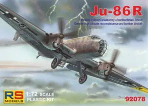 Junkers JU-86-R Reconnaissance Aircraft 1/72 Scale  Plastic Model Kit RS Models 92078