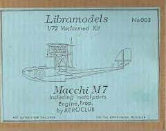 Macchi M7 Seaplane Fighter 1/72 Scale  Vacuform Plastic Model Kit Libramodels 0013