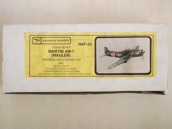 Martin AM-1 Mauler Bomber 1/72 Scale  Plastic Vacuform Model Kit Esoteric NAF-33