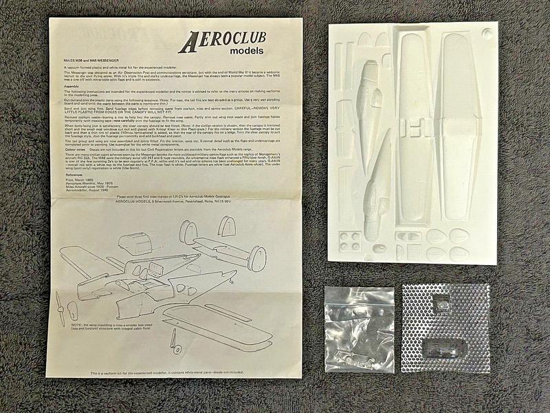 Miles Messenger Liason Aircvraft 1/72 Scale Plastic Vacuform Model Kit Aeroclub