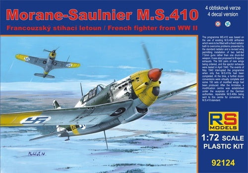 Morane Saulnier MS-410 Fighter 1/72 Scale Plastic Model Kit RS Models 92124