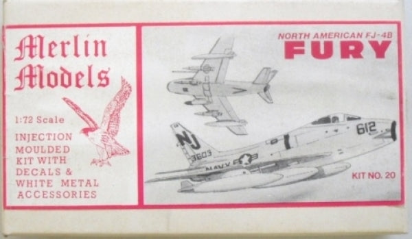 North American FJ-4B FuryFighter Trainerr 1/72 Scale Plastic Model Kit Merlin 20