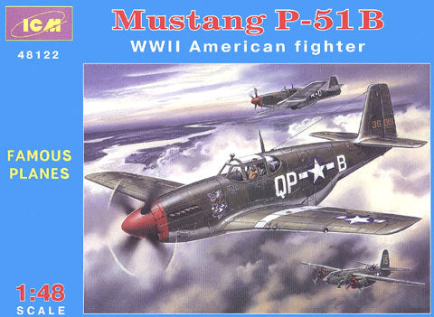 North American P51B Mustang Fighter 1/48 Scale Plastic Model Kit ICM48122