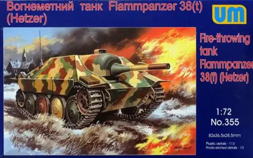 Panzer 38t Hetzer Flame Thrower Tank 1/72 Scale Plastic Armoured Vehicle Model Kit UM Models 355