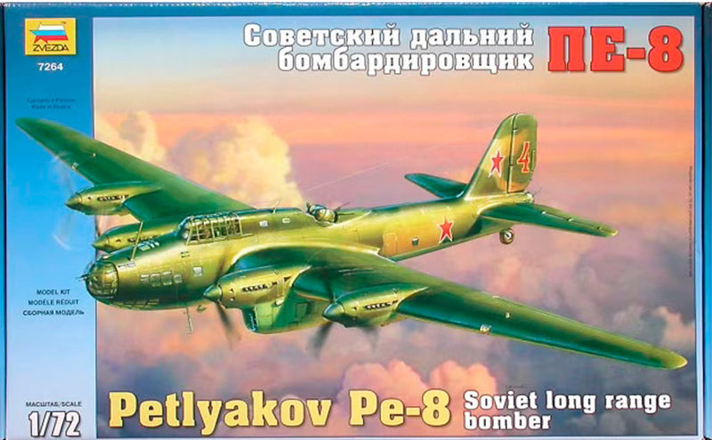 Petlyakov PE-8 Strategic Bomber 1/72 Scale Plastic Model Kit Zveda 7264