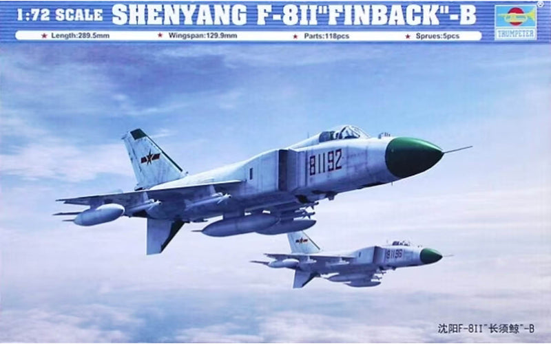 Shenyang F-8 ll "Finback" Fighter 1/72 Scale Plastic Model Kit Trumpeter 01610