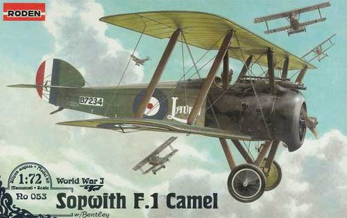 Sopwith F1 Camel Fighter 1/72 Scale Plastic Model Kit Roden 053