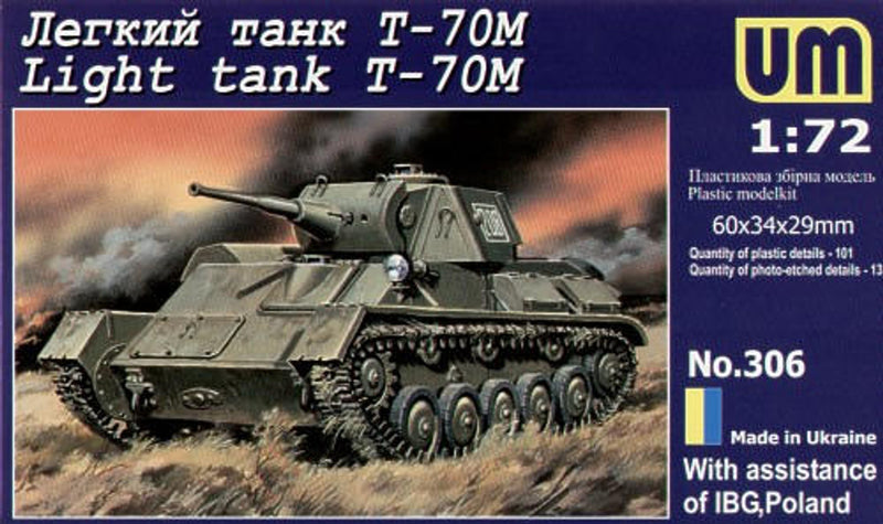 T-70M Tank 1/72 Scale Plastic Armoured Vehicle Model Kit UM Models 306