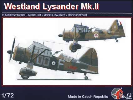 Westland Lysander MKll Monoplane 1/72 Scale Plastic Model Kit Pavla 72048