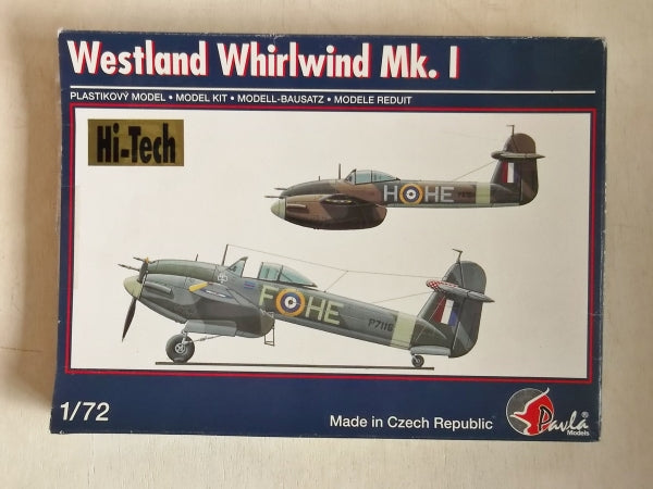 Westland Whirlwind Fighter 1/72 Scale Plastic Model Kit Pavla 72037