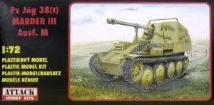 Panzer Jag 38t Marder lll Ausf M 1/72 Scale Plastic Armoured Vehicle Model Kit Attack Hobby 72824