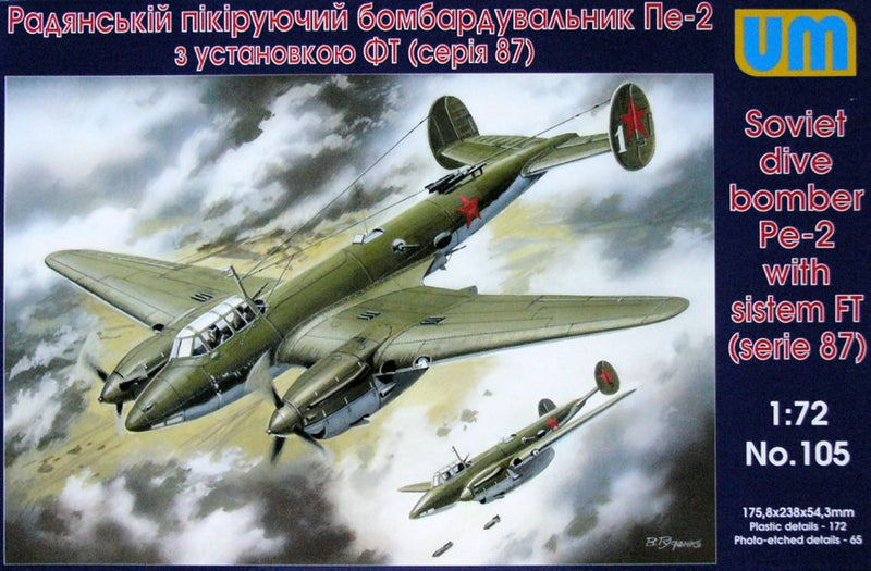 Petlyakov Pe-2 Series 87 Bomber 1/72 Scale Plastic Model Kit UM Models 105