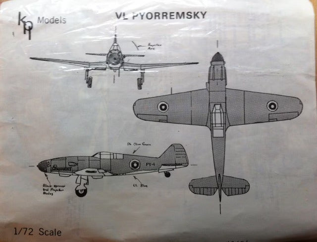 VL Pyorremsky Fightert 1/72 Scale Vacuform Plastic Model Kit KPL Models