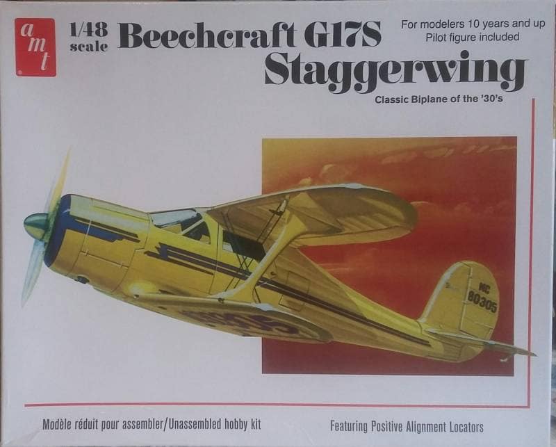 Beechcraft G17S Staggerwing Transport Plastic Model Aircraft Kit AMT886