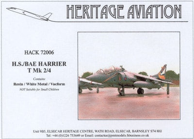 Hawker Harrier T2/T4 Trainer 1/72 Scale Resin  Kit Heritage Avaition HACK72006