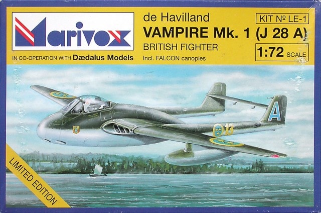 DeHavilland Vampire Mk 1 ( J 28 A) 1/72 Scale Plastic Model Kit Marivox LE1