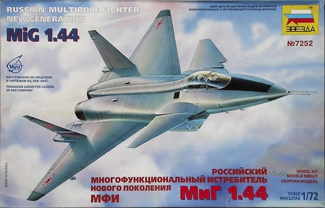MiG 1.44 Fighter 1/72 Scale Plastic Model Kit Zveda 7252