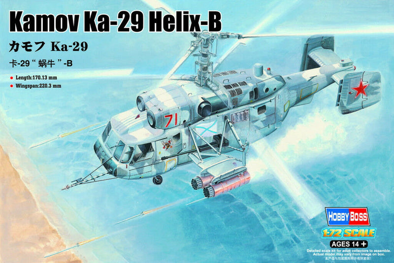 Kamov KA29 Helix B 1/72 Scale Plastic Model Kit Hobby Boss 87227