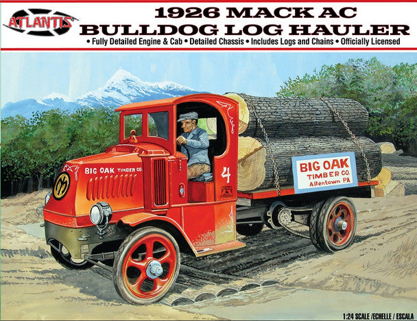 1926 Mack AC Bulldog Log Hauler 1/24 Scale Plastic Model Kit Atlantis Model M2401