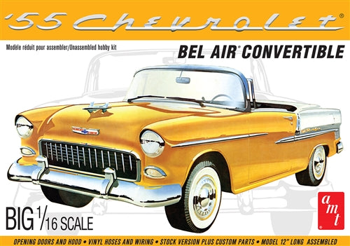 1955 Chevy Bel Air Convertible 1/16 Plastic Model Car Kit AMT 1134