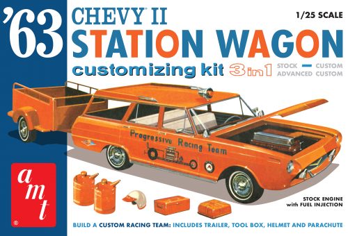 1963 Chevrolet Chevy ll Station Wagon 1/25 Plastic Model Car Kit AMT1201