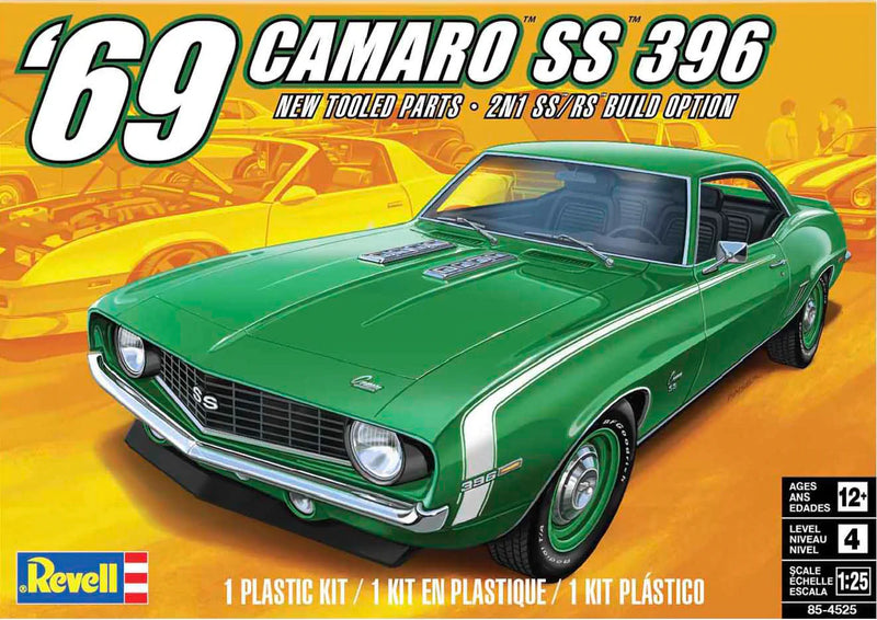 1969 Chevrolet Camaro SS 396 1/25 Scale Plastic Model Car Kit Revell 85-4525