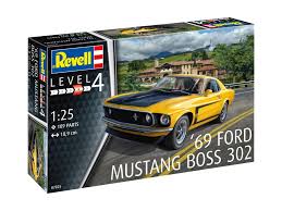 1969 Ford Mustang Boss 302 1/25 Scale  Plastic Model Car Kit Revell 07025