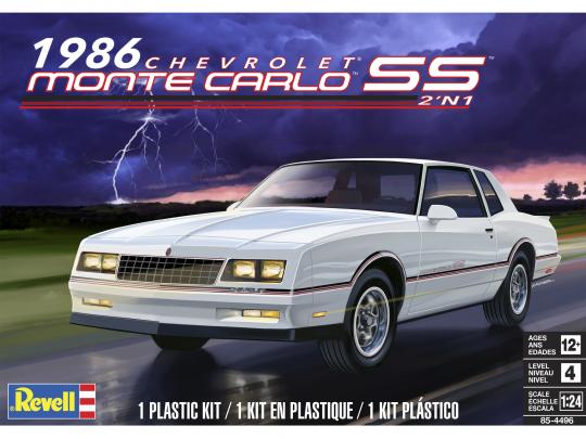 1986 Chevrolet Monte Carlo SS 1/24 Scale Plastic Model Kit Revall 85-4496