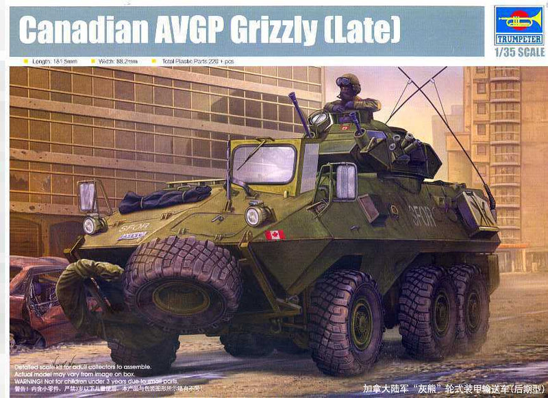 AVGP Grizzly Armoured Vehicle 1/35 Scale Plastic Model Kit Trumpeter 01505