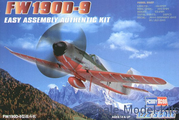 Focke Wulf FW190-D9 Fighter 1/72 scale Plastic Model Aircraft Hobby Boss 80228