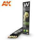 Green & Brown Shading & Effects Pencil Set AK Interactive AK10040